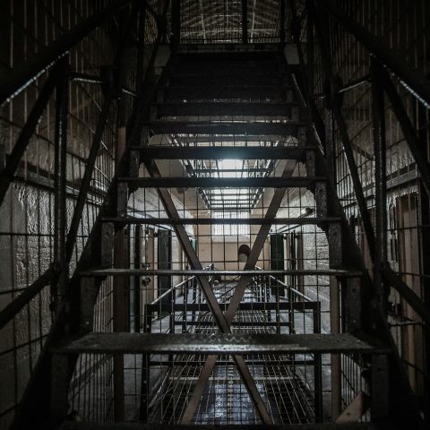 black metal stair close-up photography